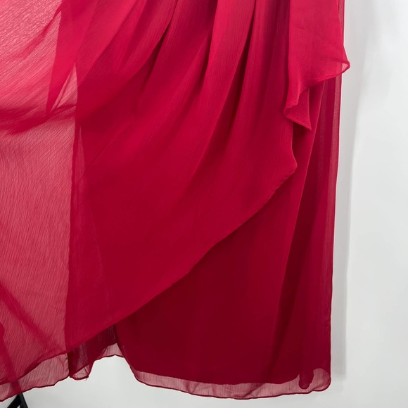 David's Bridal Chiffon Layered W10840 Short Strapless Dress Apple Lined Size 14 - Picture 5 of 8